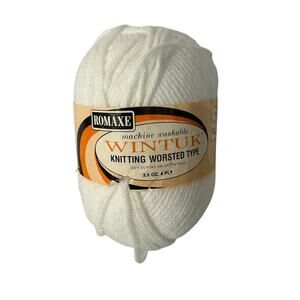 Romaxe Wintuk Knitting Worsted Type White Yarn 3.5 OZ 4 ply
